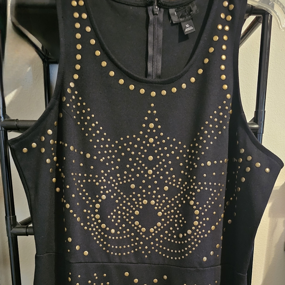 Black and Gold Studded Women's Dress